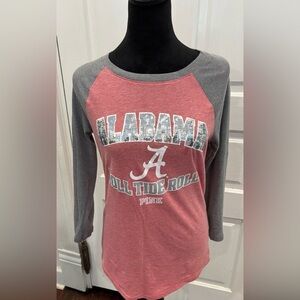 Victoria Secret Pink 5th & Ocean Sequin Alabama Tide Raglan Baseball T Sz Xs